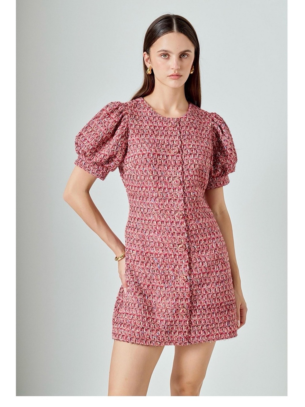 Endless Rose Tweed Mini Dress Size L NWT includes some shiny thread